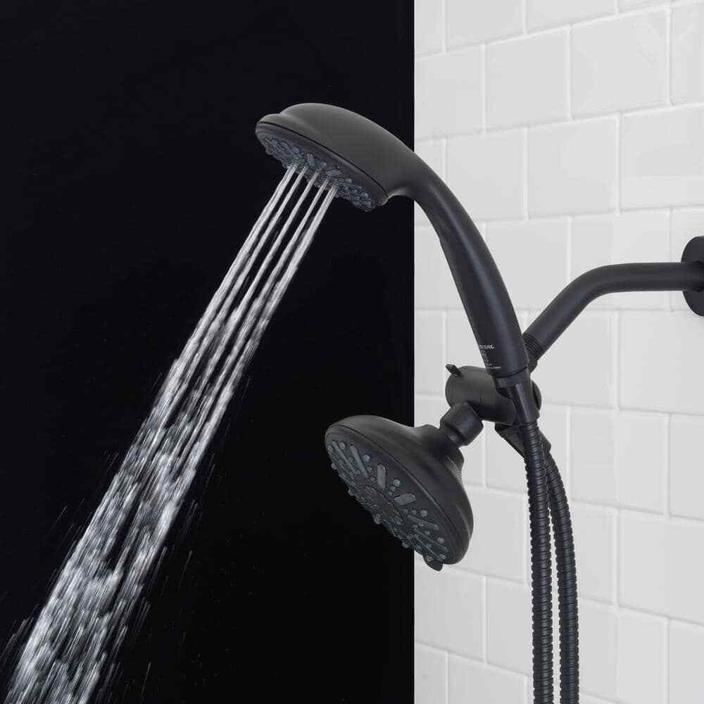 Glacier Bay 6-Spray 5 in. Dual Wall Mount Handheld Shower Head  Matte Black