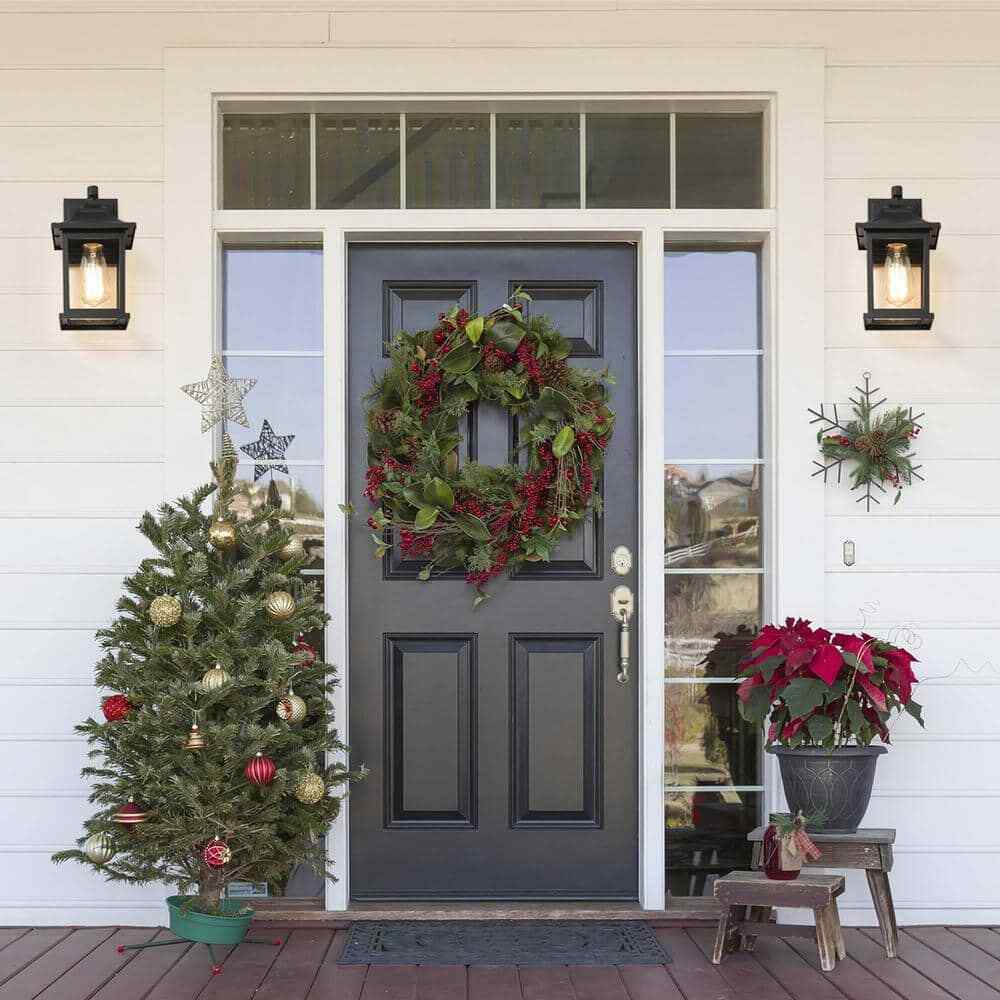 LNC Classic Black Outdoor Wall Lantern Sconce 1-Light Hardwired Wall 2-Pack