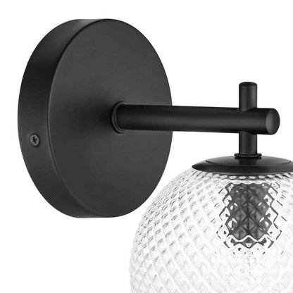 Hampton Bay Walsh 1-Light Black Wall Sconce Light with Prismatic Glass Shade