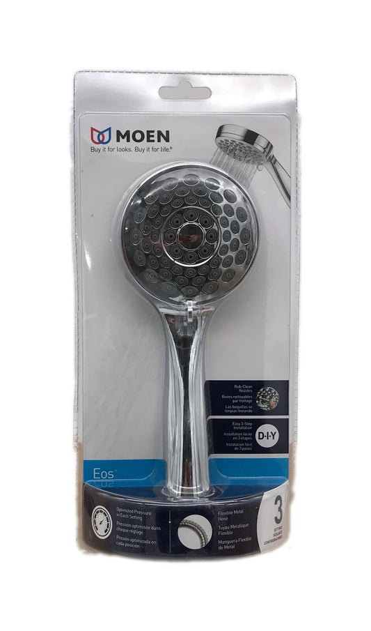 MOEN Eos 3-Spray 3.8 in. Single Wall Mount Handheld Shower Head in Chrome 20006