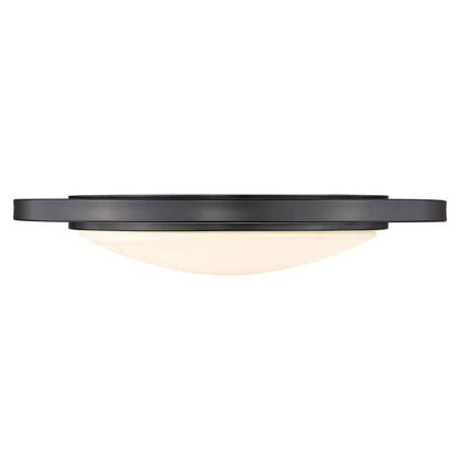 Golden Lighting Astra 16.5 in. 1-Light Matte Black Opal Glass LED Flush Mount
