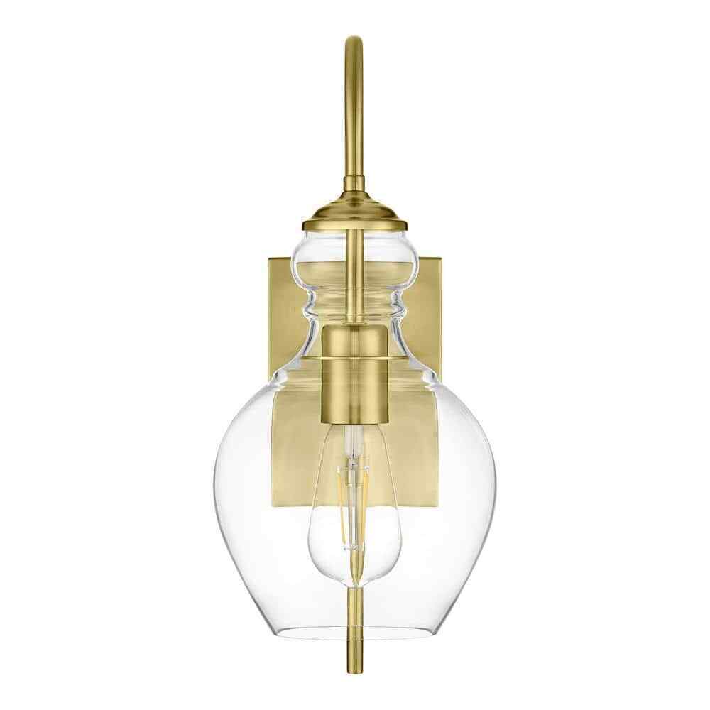 Home Decorators Collection Bakerston 1-Light Brushed Brass Wall Sconce