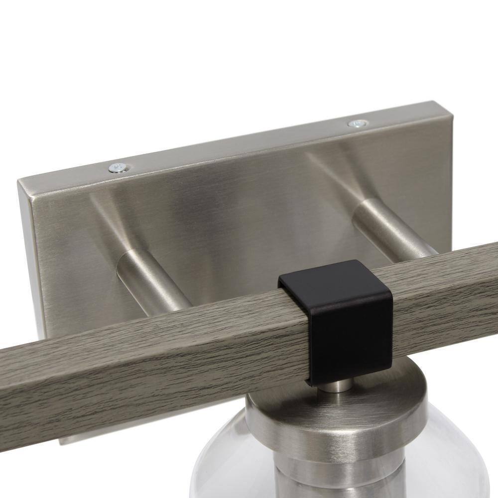 Lalia Home 22 in. Gray Rustic 3-Light Metal and Clear Glass Shade Wall Fixture