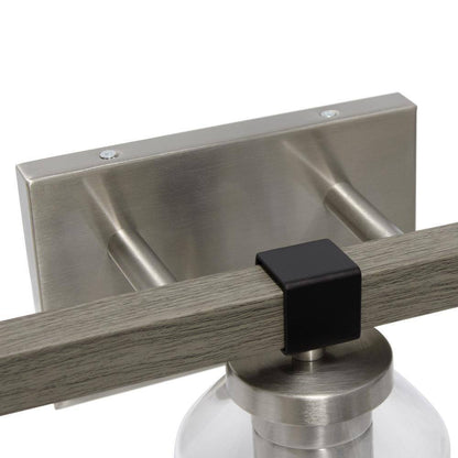 Lalia Home 22 in. Gray Rustic 3-Light Metal and Clear Glass Shade Wall Fixture
