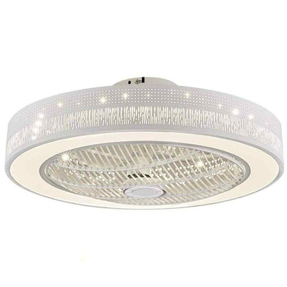 OUKANING 22 in. Modern Integrated LED White Round Semi Flush Mount Ceiling Fan
