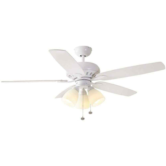 Hampton Bay Rockport 52 in. LED Matte White Ceiling Fan with Light Kit 51752
