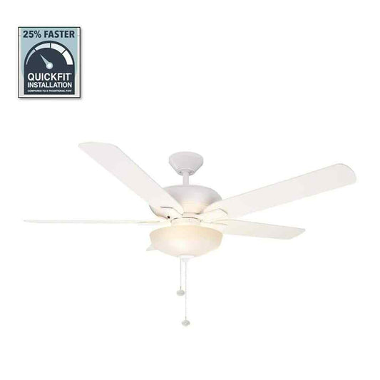 Hampton Bay Holly Springs 52 in. LED Indoor Matte White Ceiling Fan w/ Light Kit