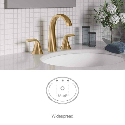 KOHLER Cursiva 8" Double Handle Bathroom Faucet in Vibrant Brushed Moderne Brass
