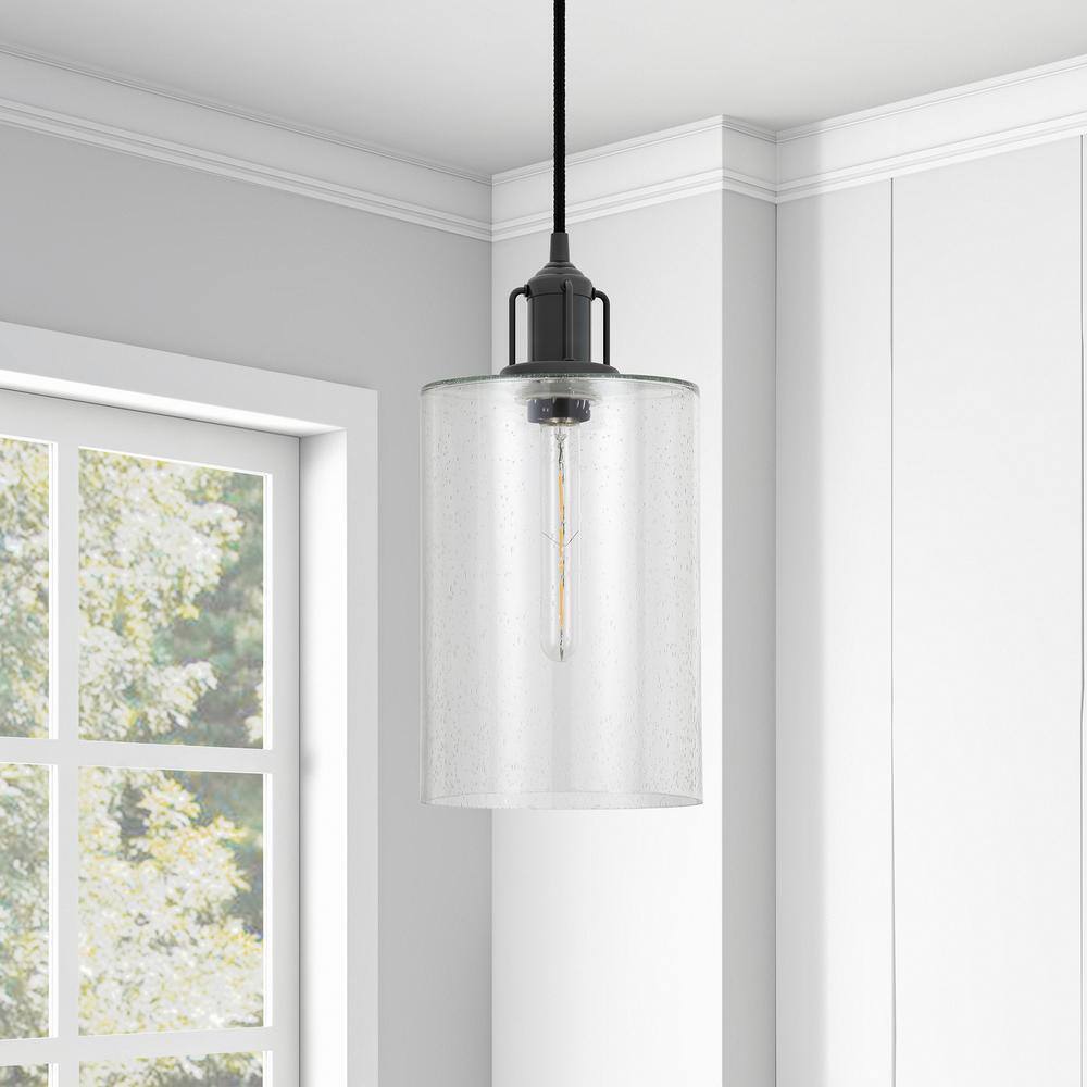 Meyer&Cross Nora Blackened Bronze Pendant with Seeded Glass Shade