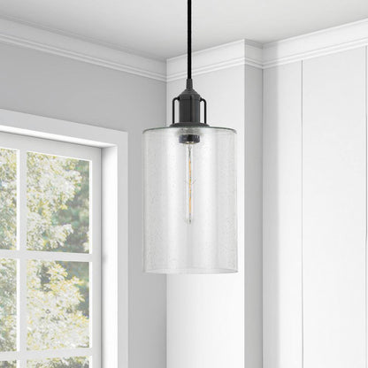 Meyer&Cross Nora Blackened Bronze Pendant with Seeded Glass Shade