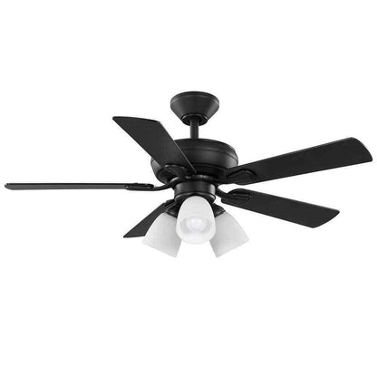 Hampton Bay Riley 44 in. Indoor LED Matte Black Downrod Ceiling Fan