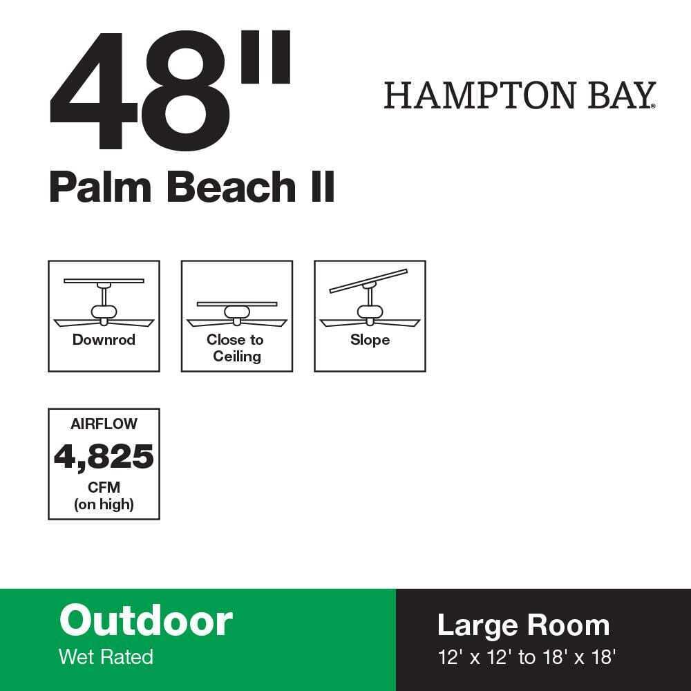 Hampton Bay Palm Beach III 48 in. LED Indoor/Outdoor Natural Iron Ceiling Fan