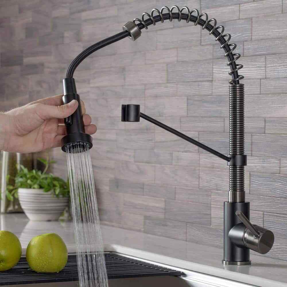KRAUS Single Handle 18-Inch Pull Down Kitchen Faucet w/ Dual Function Spray Head