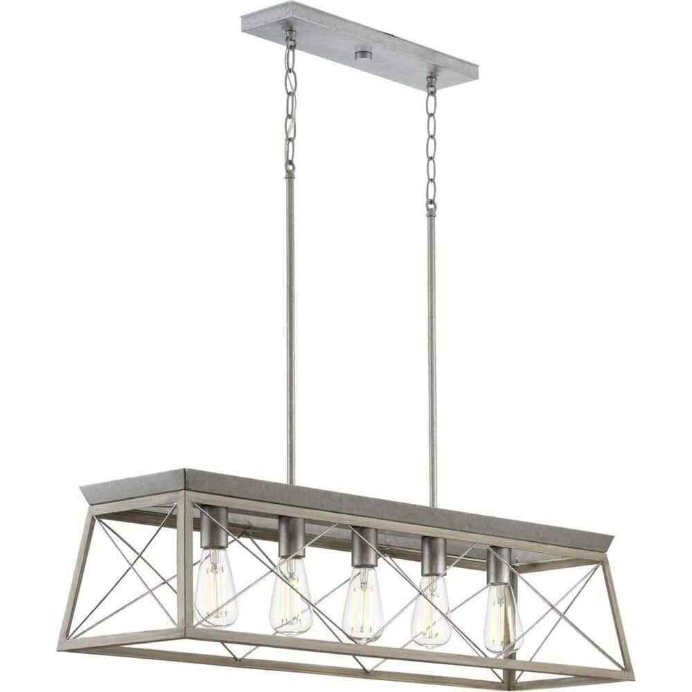 Progress Lighting Briarwood 5-Light Bleached Oak Farmhouse Chandelier Light