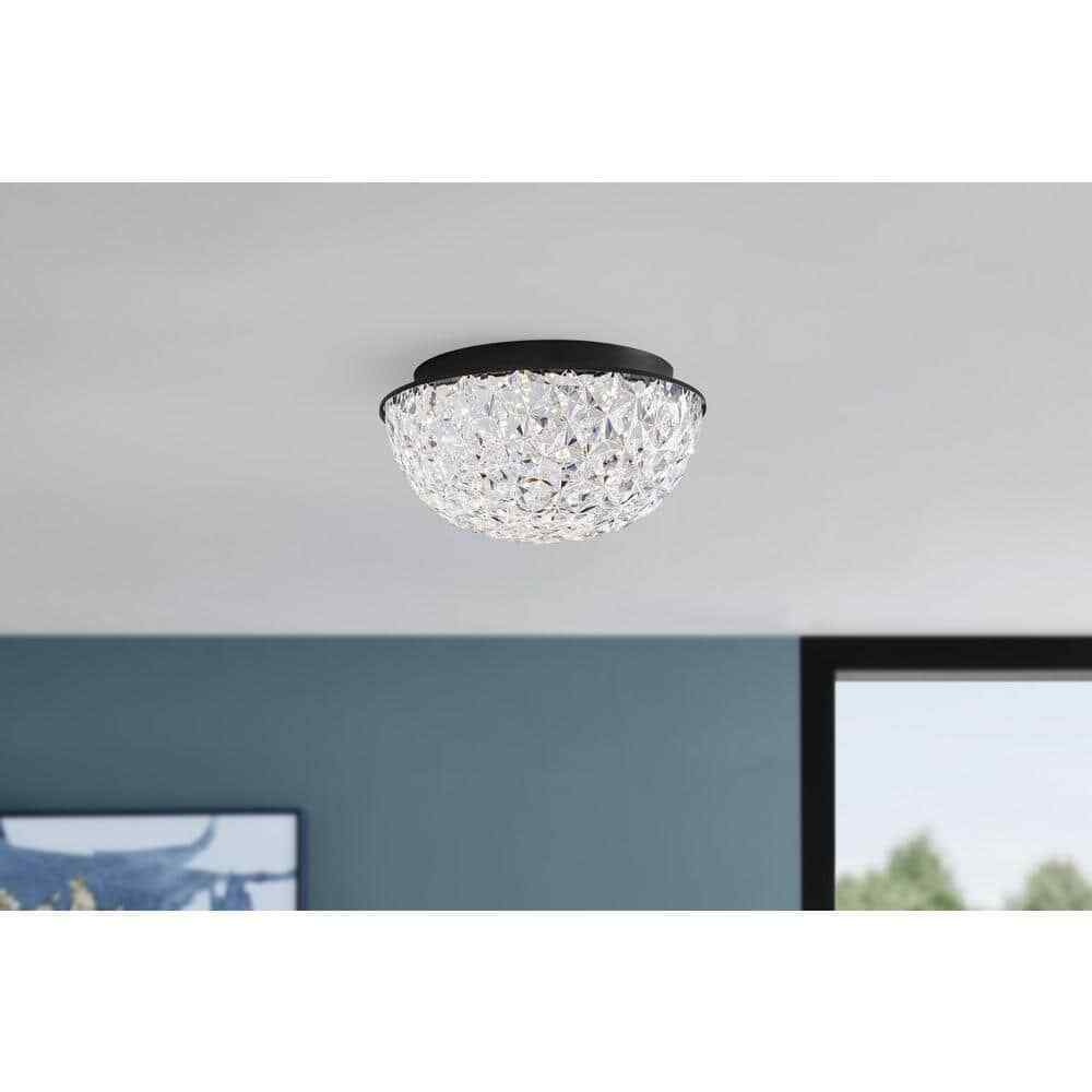 Home Decorators Ellis Place Matte Black LED Round Flush Mount Ceiling Light