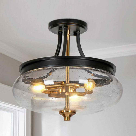 Uolfin Modern Farmhouse Black 3-Light Gold Kitchen Ceiling Lights