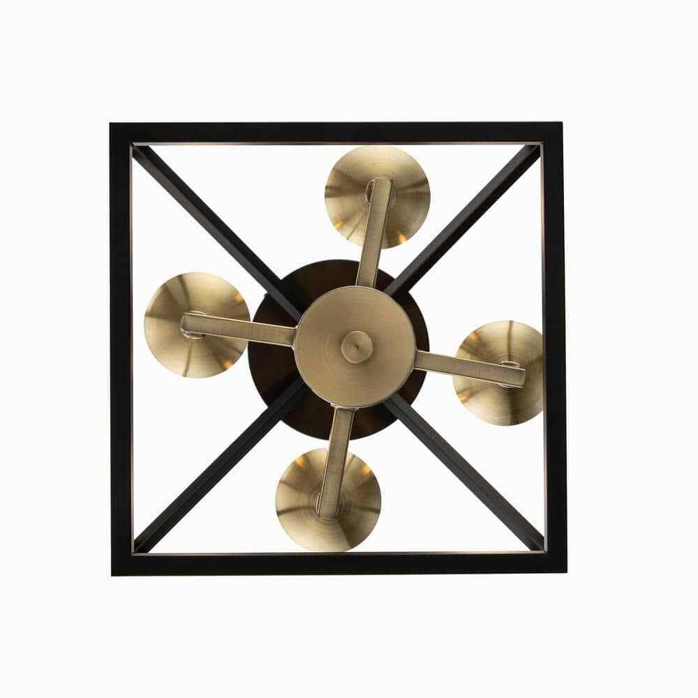 Home Decorators Weyburn 16.5 in. 4-Light Black and Gold Semi-Flush Mount