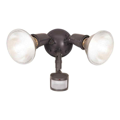 HALO 180-Degree Bronze Twin Head Motion Activated Outdoor Flood Light MS185