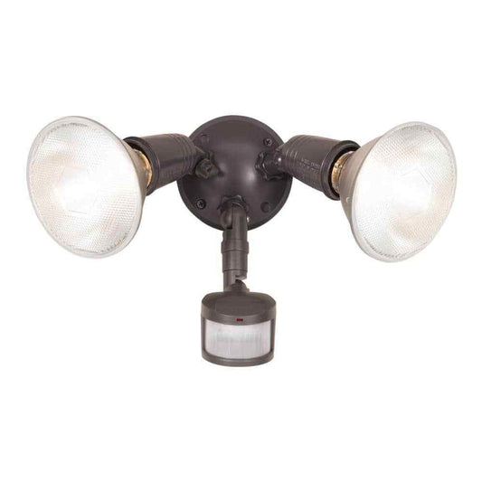 HALO 180-Degree Bronze Twin Head Motion Activated Outdoor Flood Light MS185