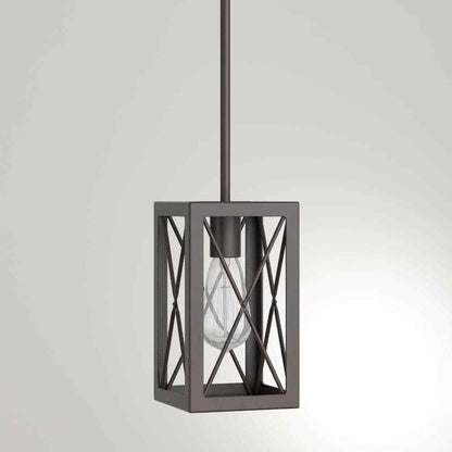 Home Decorators Harwood 60-Watt 1-Light Royal Bronze Mini-Pendant w/ Cage Shade