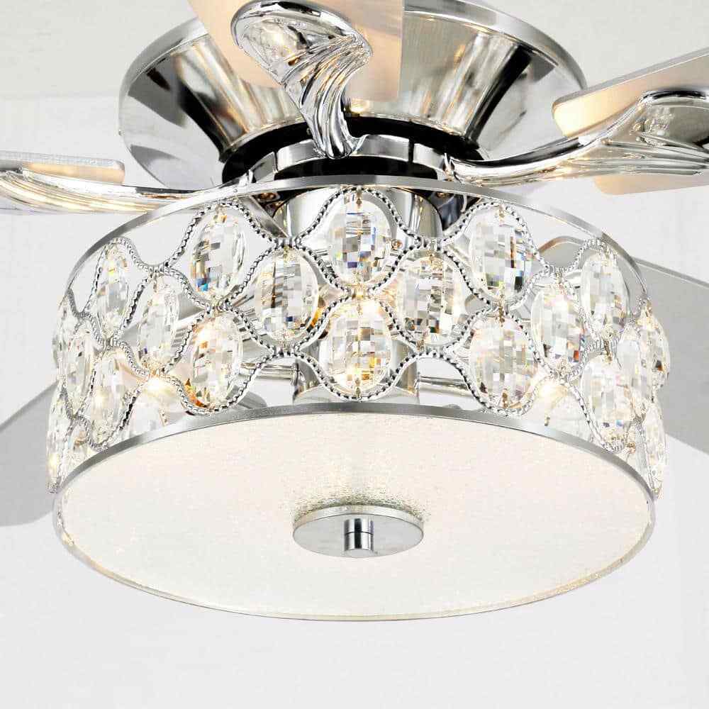 matrix decor 52 in. Indoor Chrome Crystal Chandelier Ceiling Fan w/ Remote