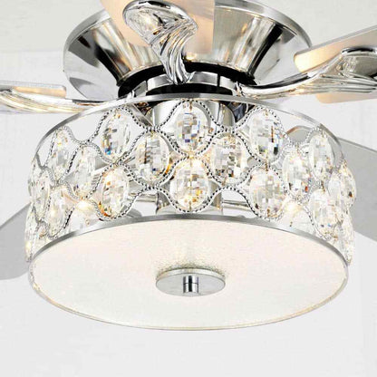 matrix decor 52 in. Indoor Chrome Crystal Chandelier Ceiling Fan w/ Remote