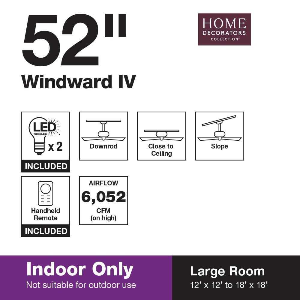 Home Decorators Windward IV 52 in. Indoor LED Brushed Nickel Ceiling Fan