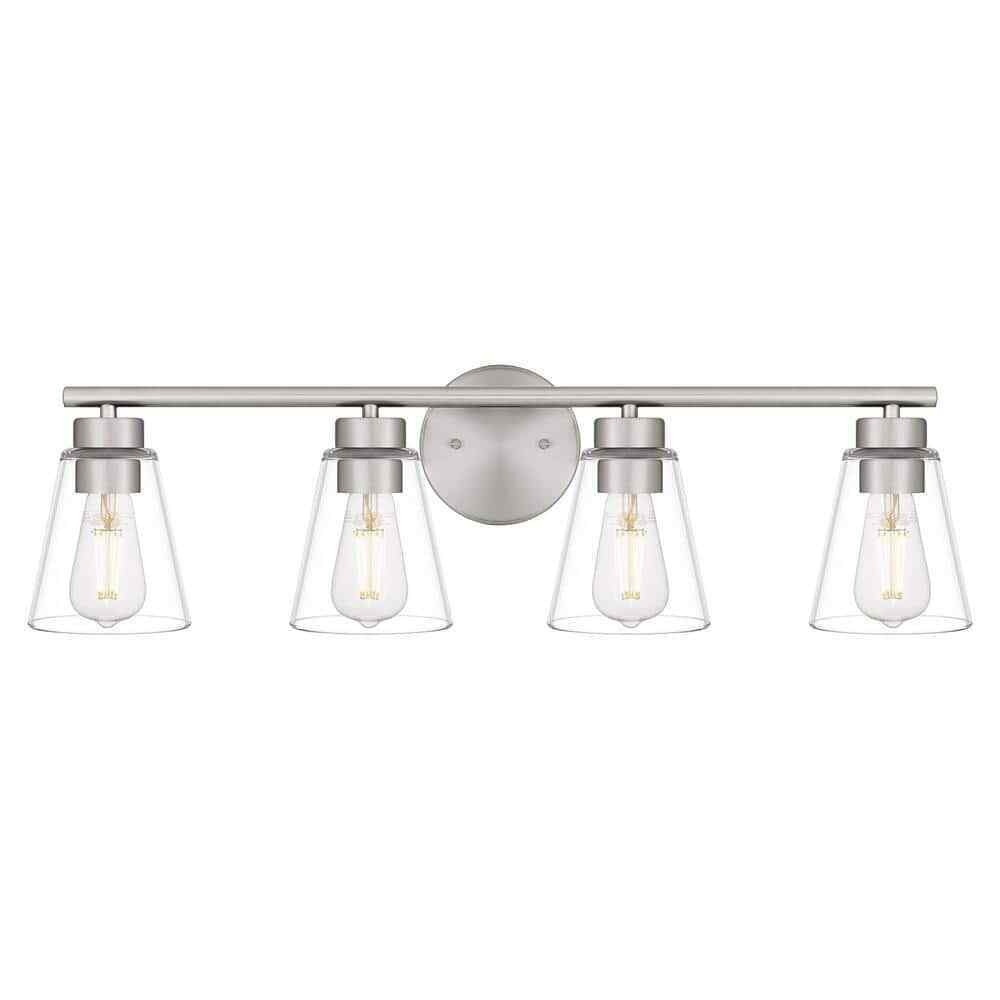 Hampton Bay Eastburn 28.13 in. 4-Light Brushed Nickel Vanity Light