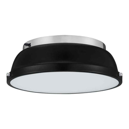 Hampton Bay Taspen 14 in. Black and Chrome LED Flush Mount Ceiling Light Fixture