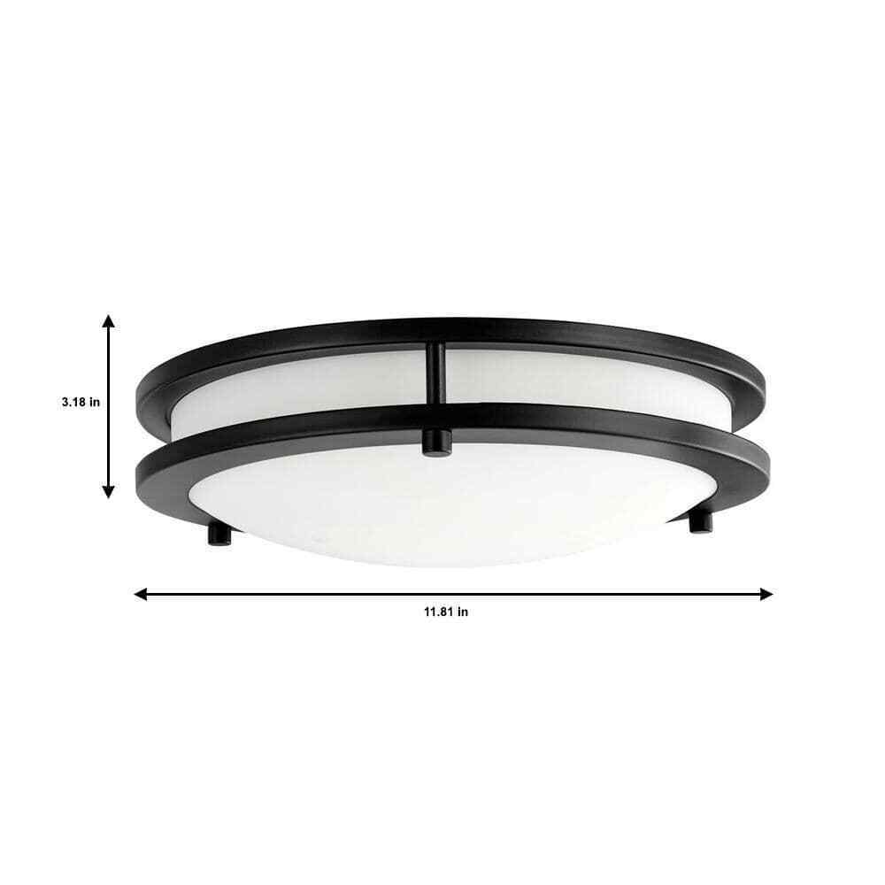 Hampton Bay Flaxmere 11.8 in. Matte Black LED Flush Mount Ceiling Light