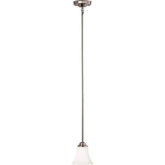 SATCO 1-Light Brushed Nickel Mini Pendant with Satin White Glass