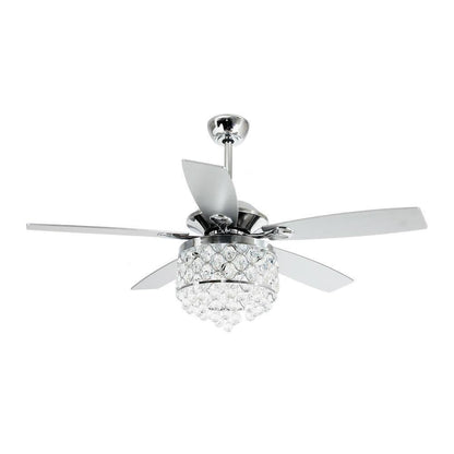 Parrot Uncle 52 in. Indoor Chrome Downrod Mount Crystal Chandelier Ceiling Fan