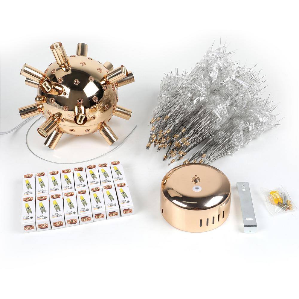 LamQee 16-Light 23.5 in Dia Gold Dandelion Firework Chandelier Crystal Starburst