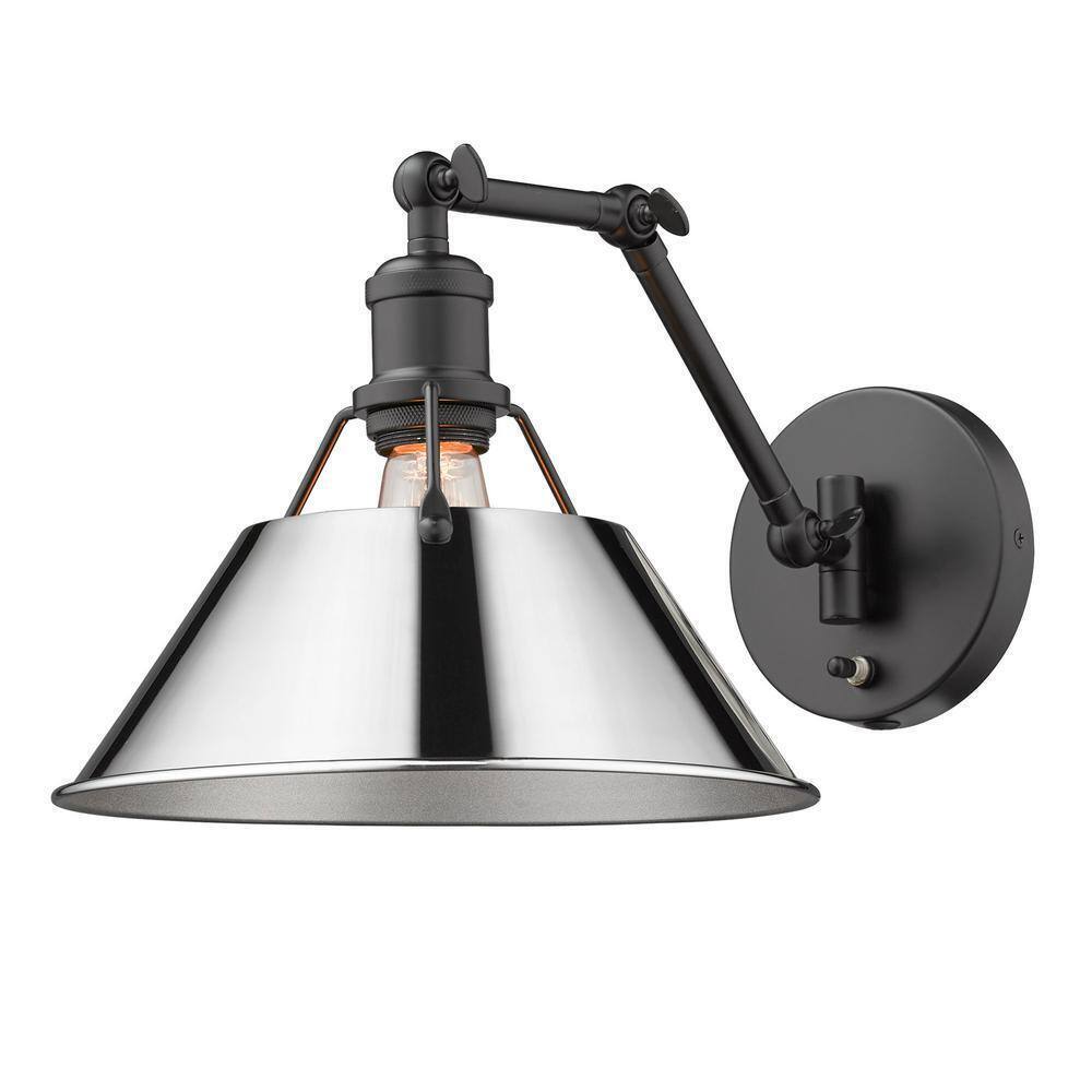 Golden Lighting Orwell 9 in. Matte Black Sconce 3306-A1W BLK-CH