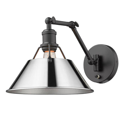 Golden Lighting Orwell 9 in. Matte Black Sconce 3306-A1W BLK-CH