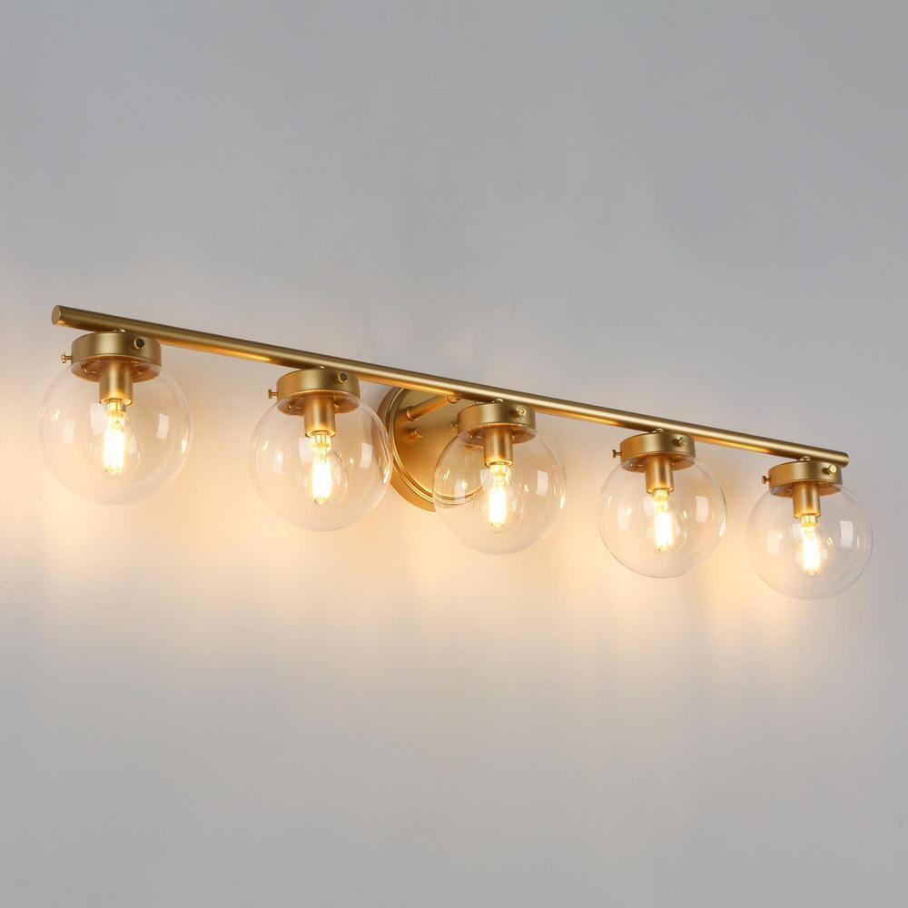 Uolfin Mid-Century Powder Room Vanity Light Bar 34.2 in. 5-Light
