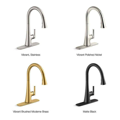 KOHLER Conti Single Handle Pull Down Sprayer Kitchen Faucet Brushed Brass
