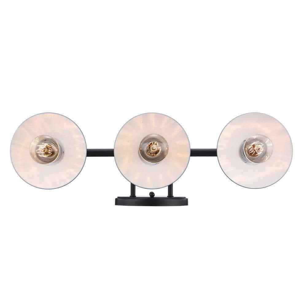 Hampton Bay Glenhurst 25 in. 3-Light Farmhouse Black Bathroom Vanity Light