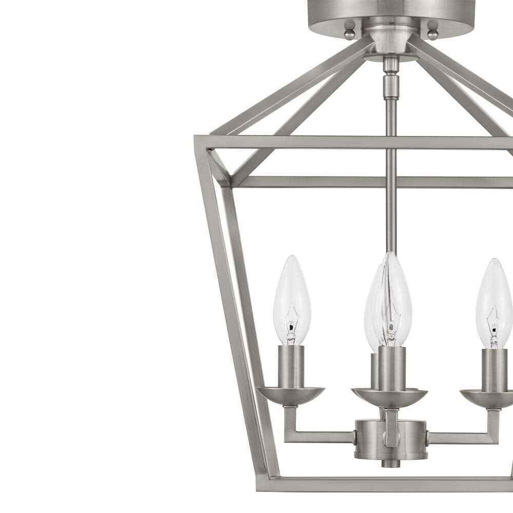 Home Decorators Weyburn 16.5 in. 4-Light Brushed Nickel Semi-Flush Ceiling Light