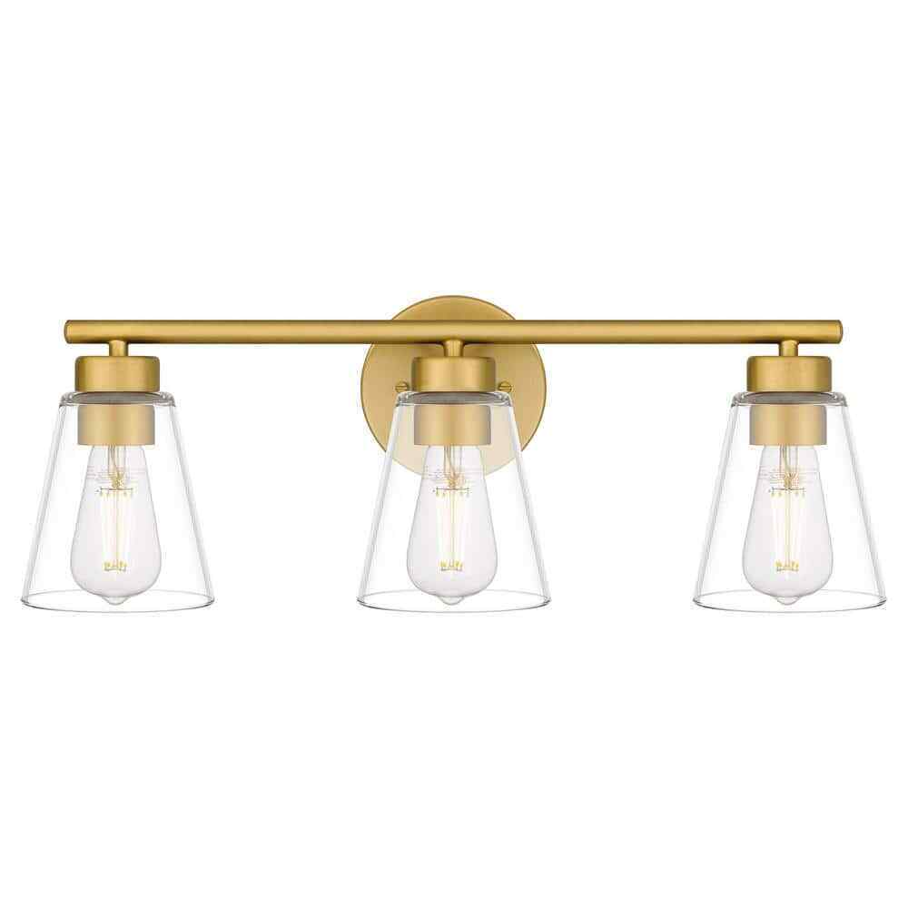 Hampton Bay Eastburn 22 in. 3-Light Gold Vanity Light with Clear Glass Shades