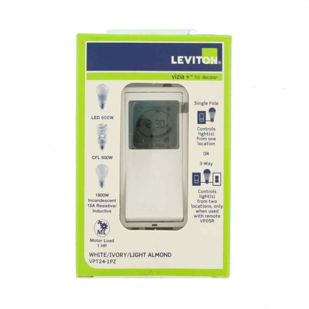 Leviton Programmable Timer Switch, 24-Hour, LCD Display, Single Pole