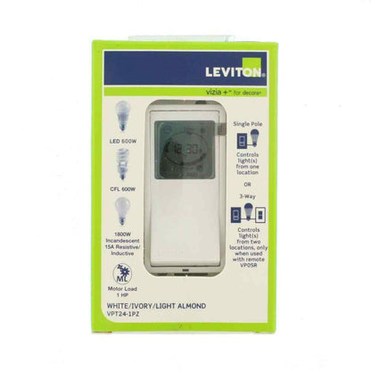 Leviton Programmable Timer Switch, 24-Hour, LCD Display, Single Pole
