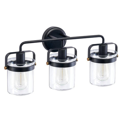 Merra 22 in. 3-Light Matte Black Vanity Light with Clear Glass Shade