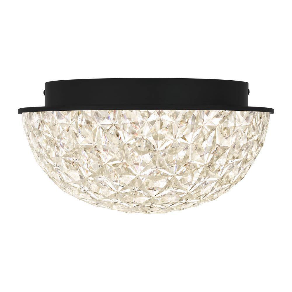 Home Decorators Ellis Place Matte Black LED Round Flush Mount Ceiling Light
