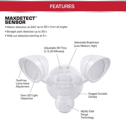 Defiant MaxDetect 240-Degree White Motion Activated Wired Outdoor Flood Light