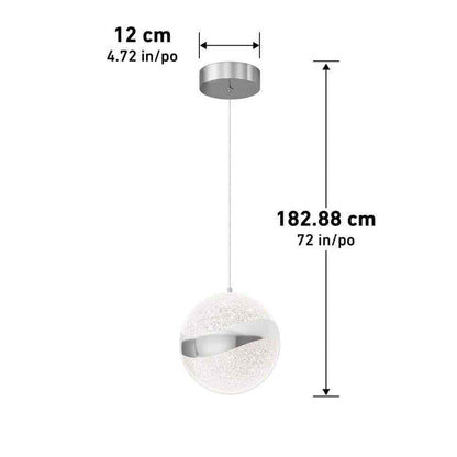 Artika Wavey Ball 20-Watt LED Chrome Modern Hanging Mini Pendant Light Fixture