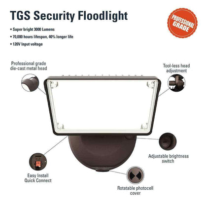HALO TGS 120-Watt 90�� Bronze Outdoor Integrated LED Flood Light w/ Dusk to Dawn