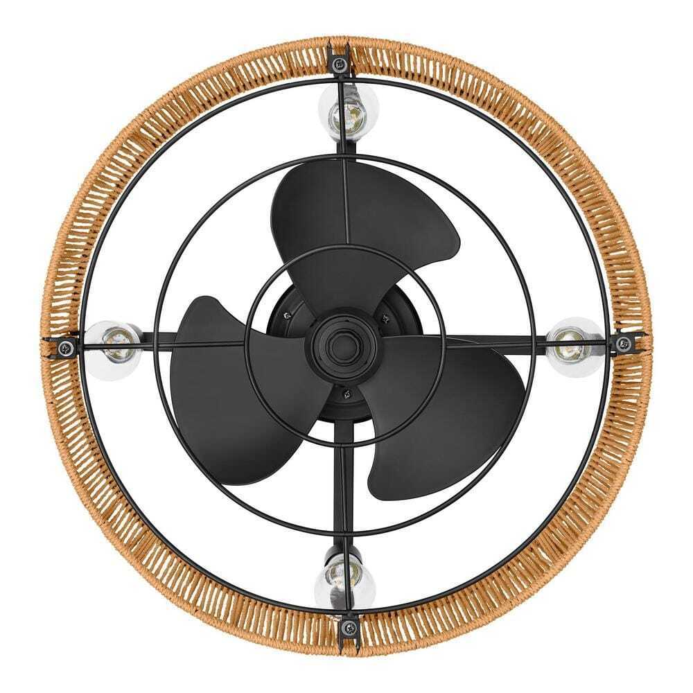 Hampton Bay Montabel 22 in. Indoor Matte Black and Natural Ceiling Fan w/ Remote