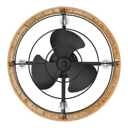 Hampton Bay Montabel 22 in. Indoor Matte Black and Natural Ceiling Fan w/ Remote