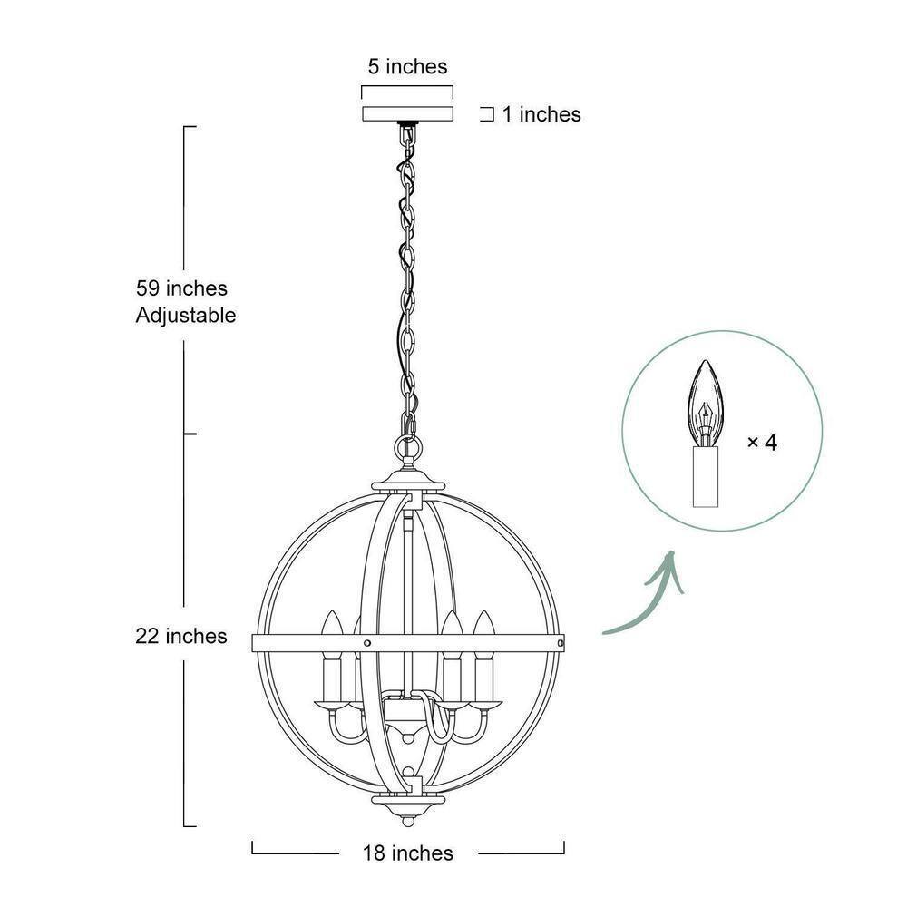 LNC Farmhouse 4-Light Globe Cage Candlestick Classic Island Chandelier